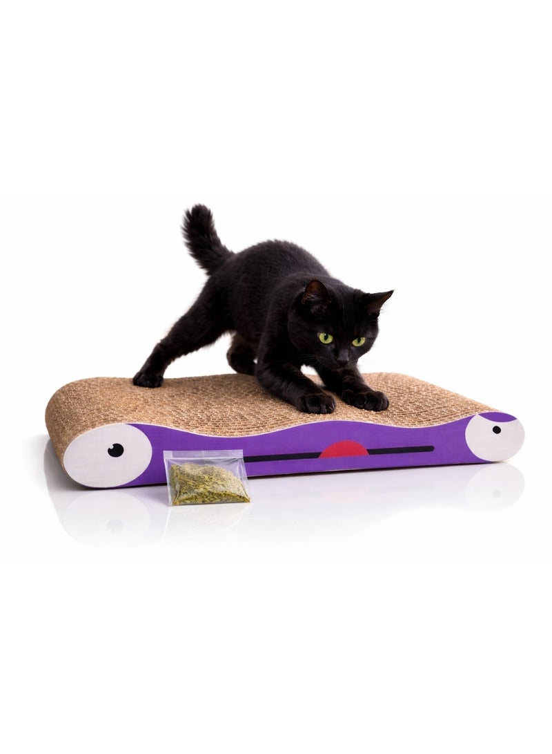 Petto 2-in-1 Reversible Cat Scratcher Cardboard Pad with Catnip – Durable Corrugated Scratching Board for Indoor Cats – Purple - Image 1